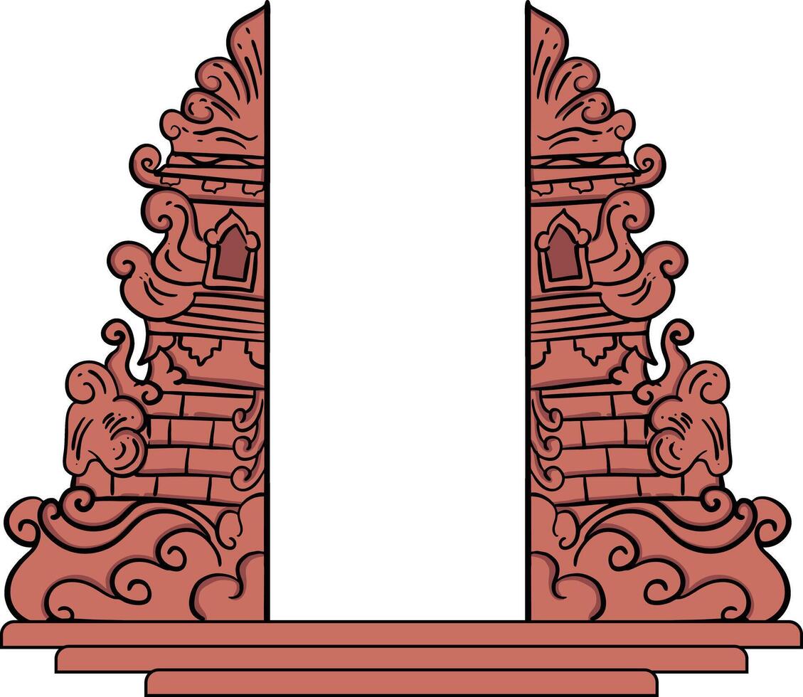 Balinese gate or gapura building illustration vector