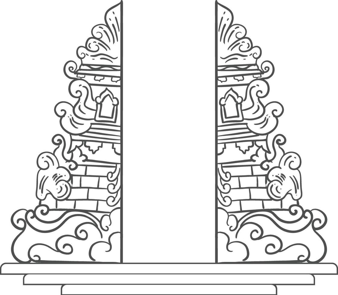 Balinese gate or gapura building illustration vector