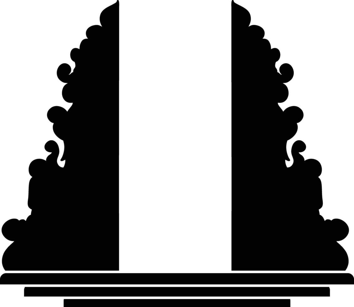 Gapura Bali silhouette, Balinese gate silhouette vector