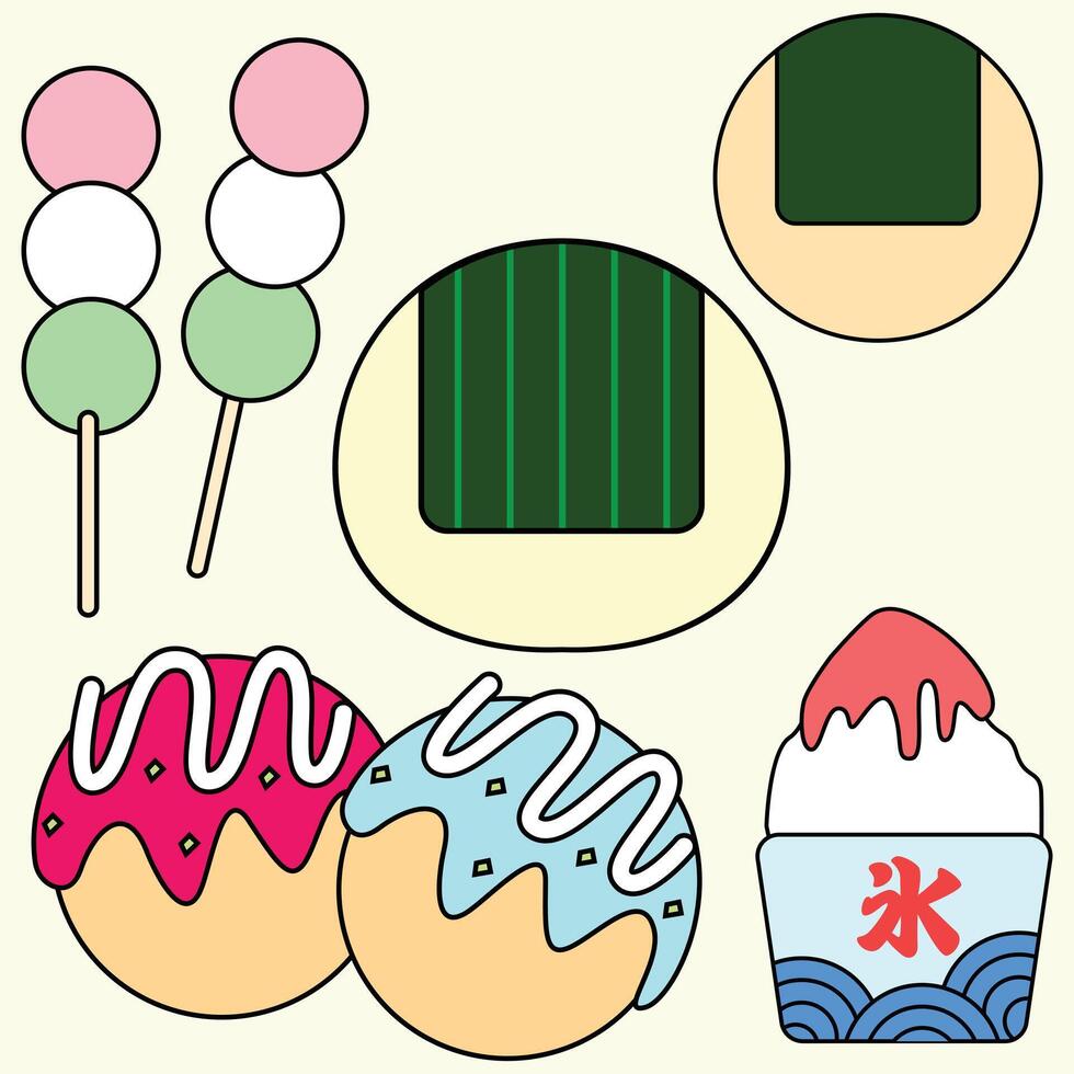 Japanese food flat design vector