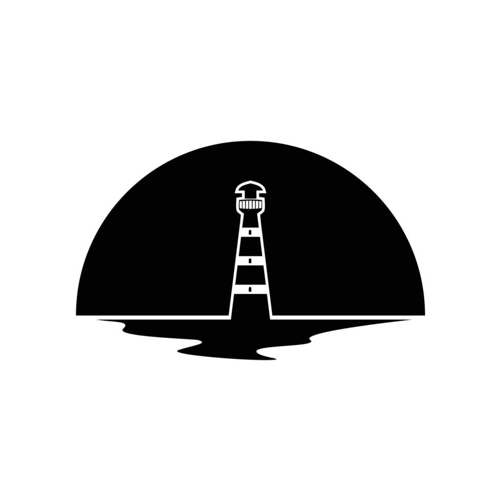 lighthouse silhouette design. nautical building sign and symbol. vector