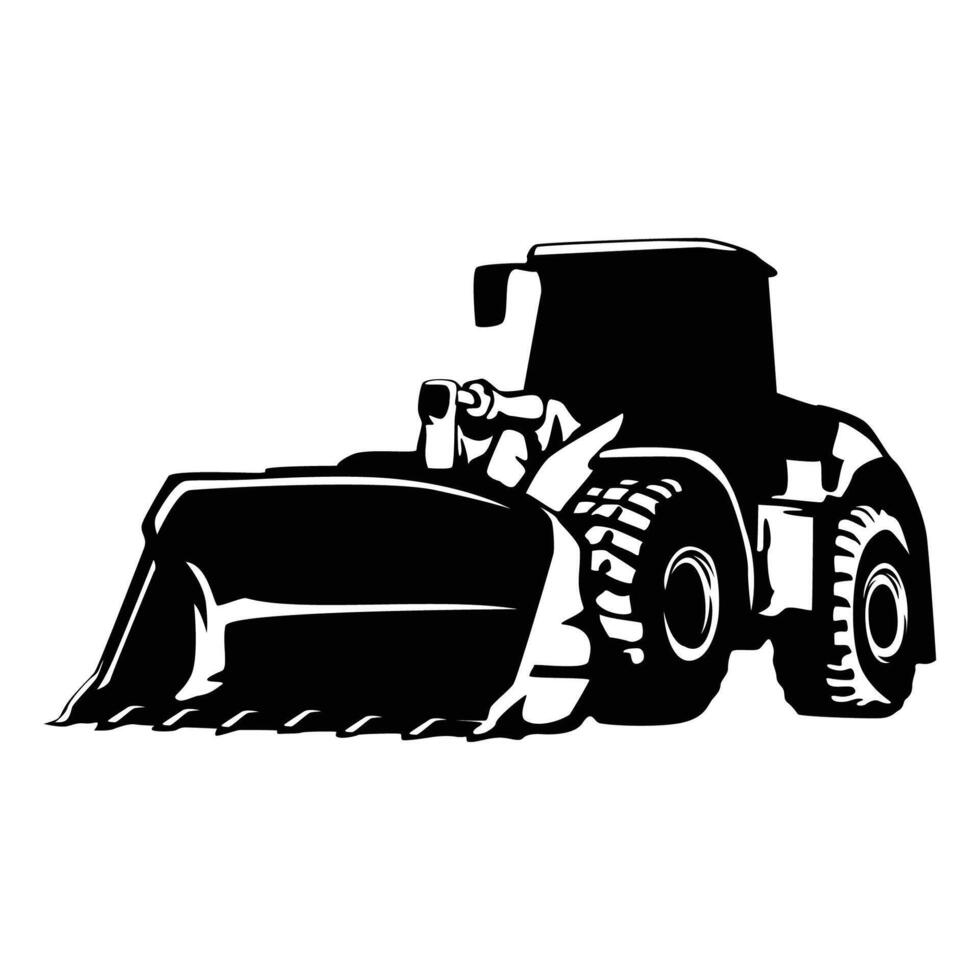wheel loader silhouette design. heavy equipment sign and symbol. vector