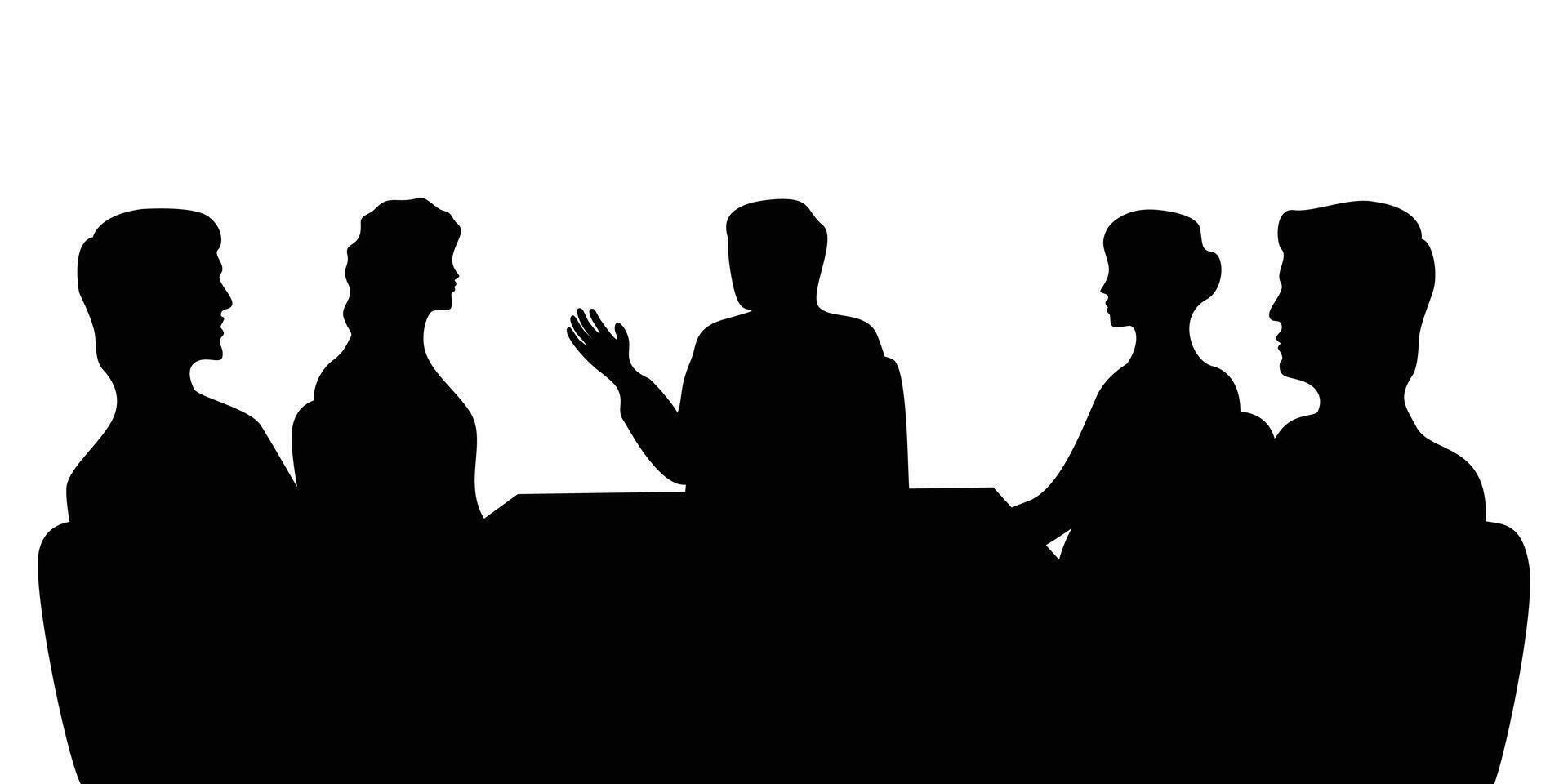 business meeting silhouette design. teamwork discussion illustration. vector