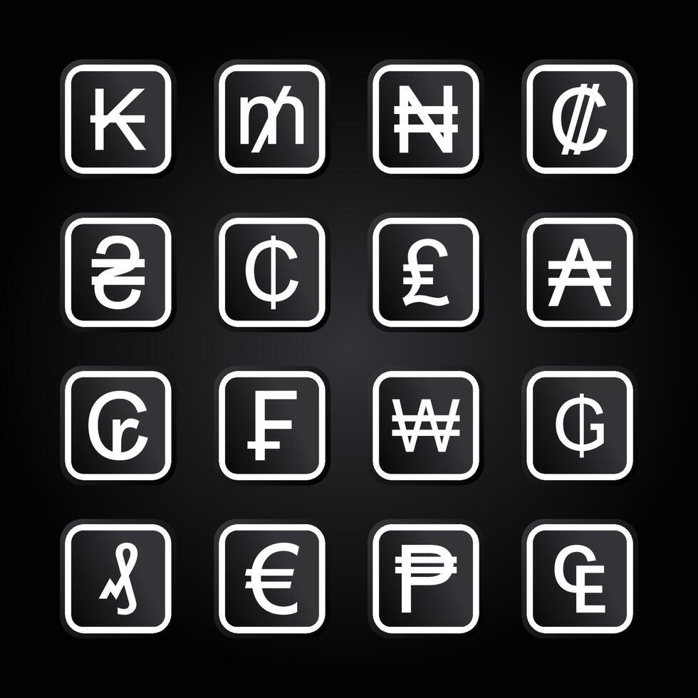currencies symbols collection vector