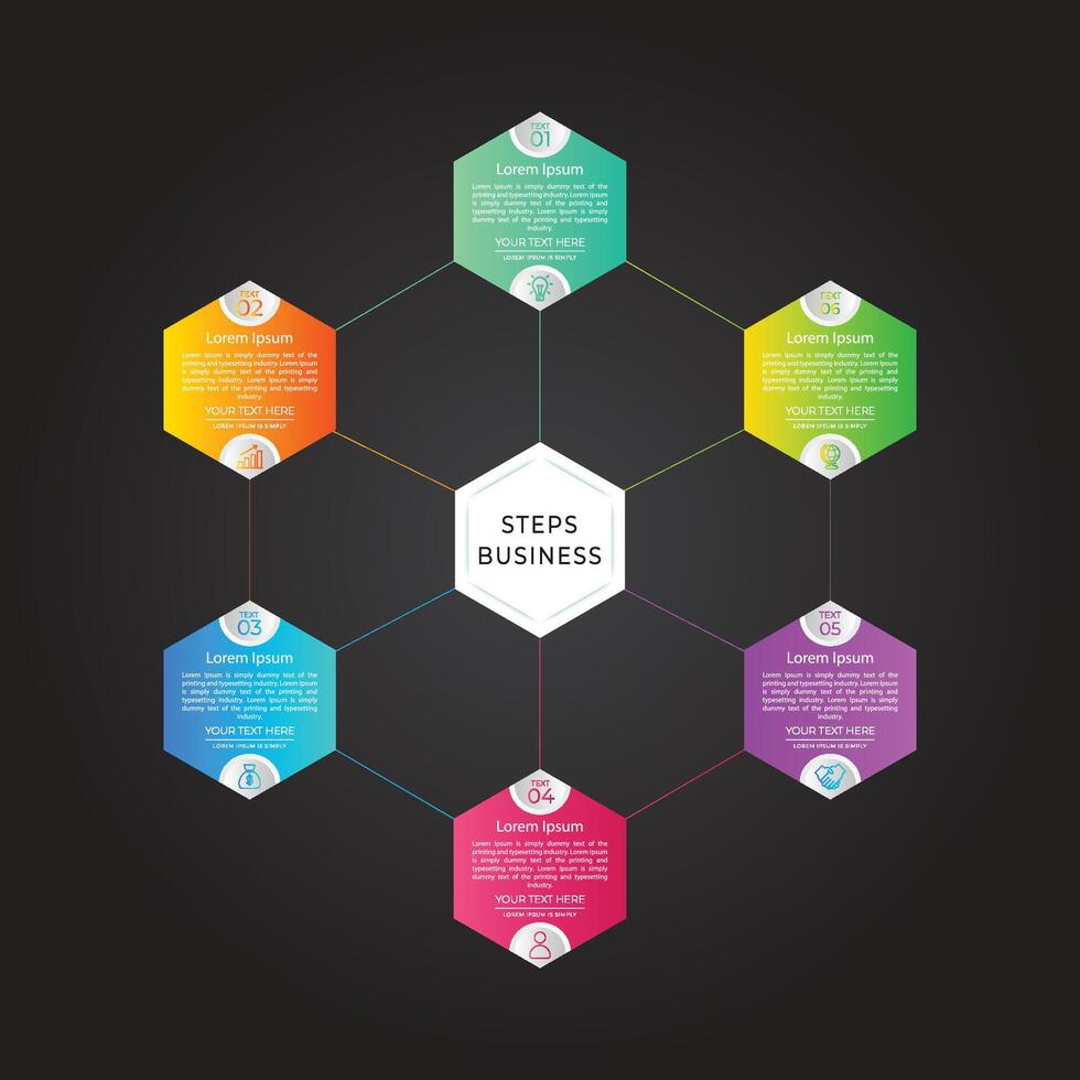 6 steps business infographics template design vector