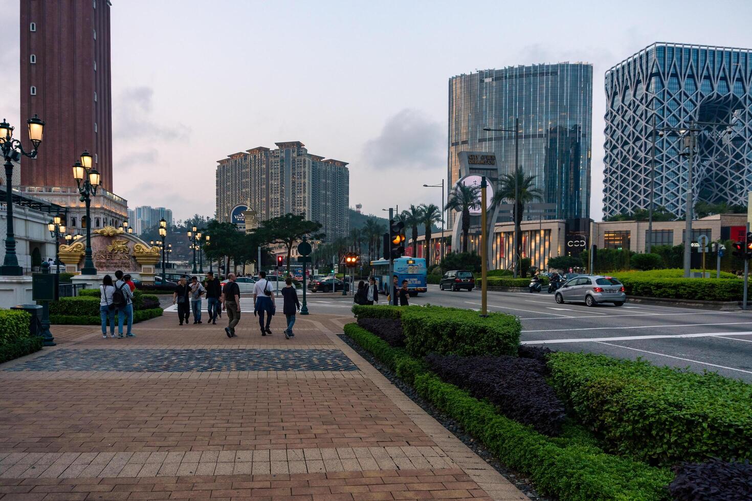 Macao, March 28, 2019-Daily life in the streets and skyscrapers of Macao during a cloudy day photo
