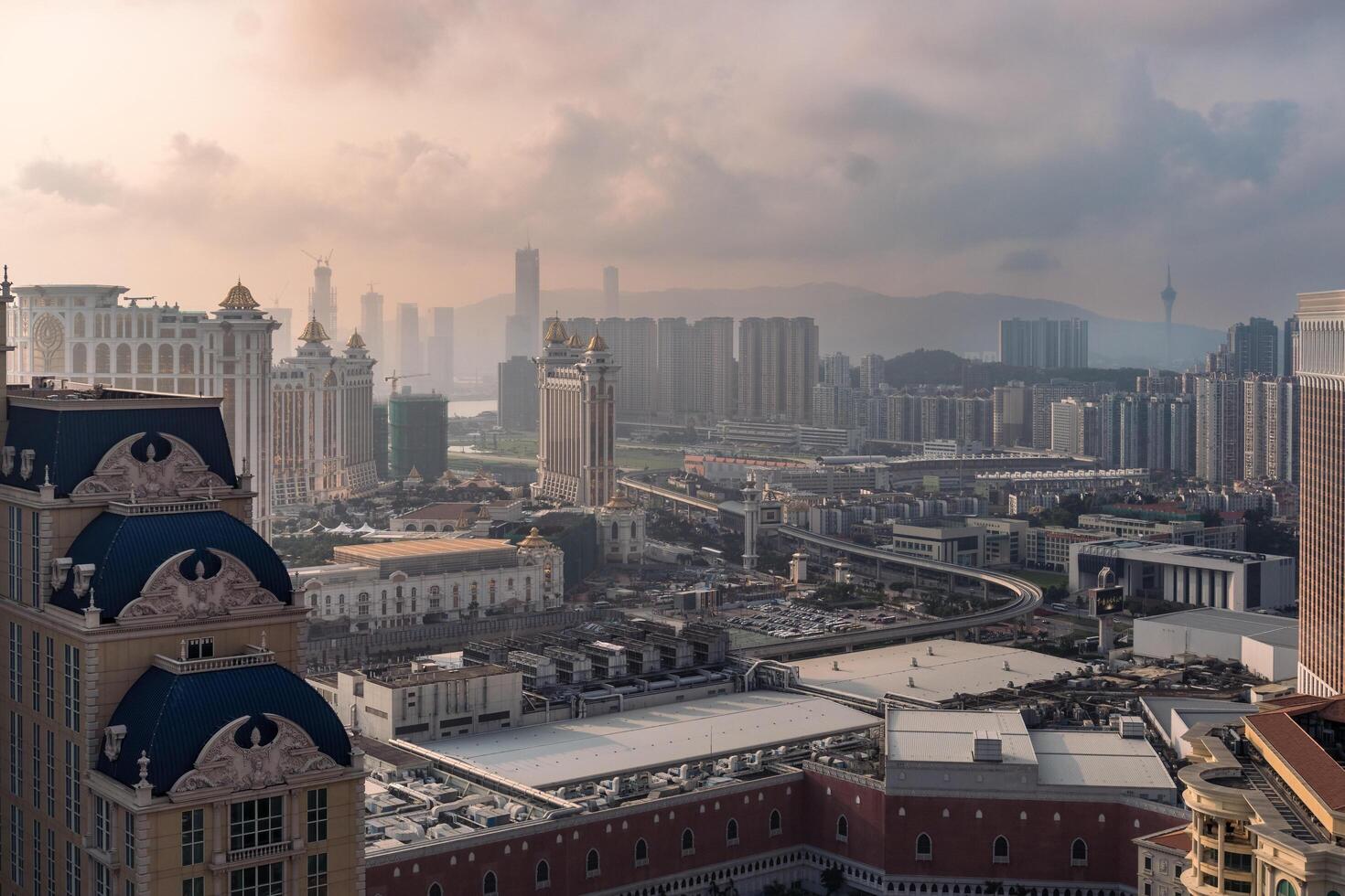 Macao, March 28, 2019-Macau seen from above during a sunny day photo