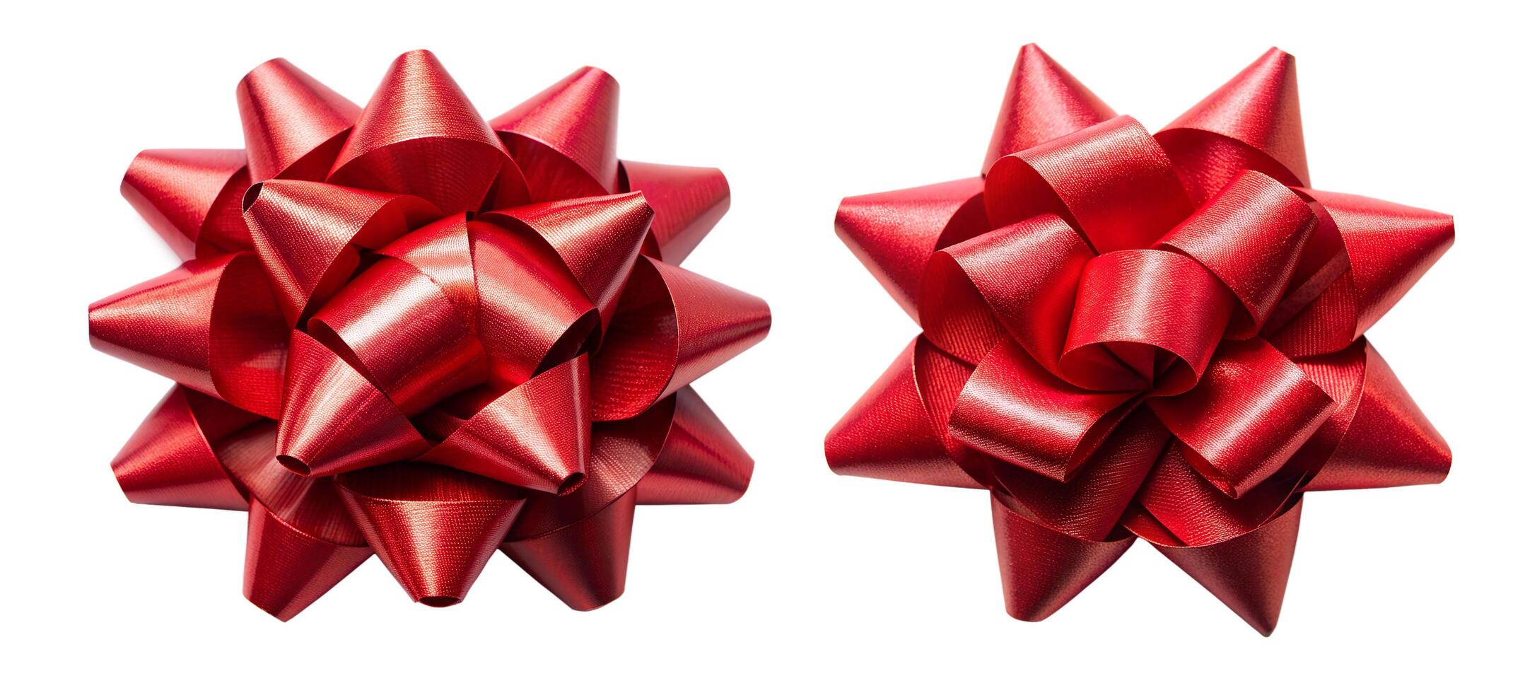 Two red bows on a white background. photo
