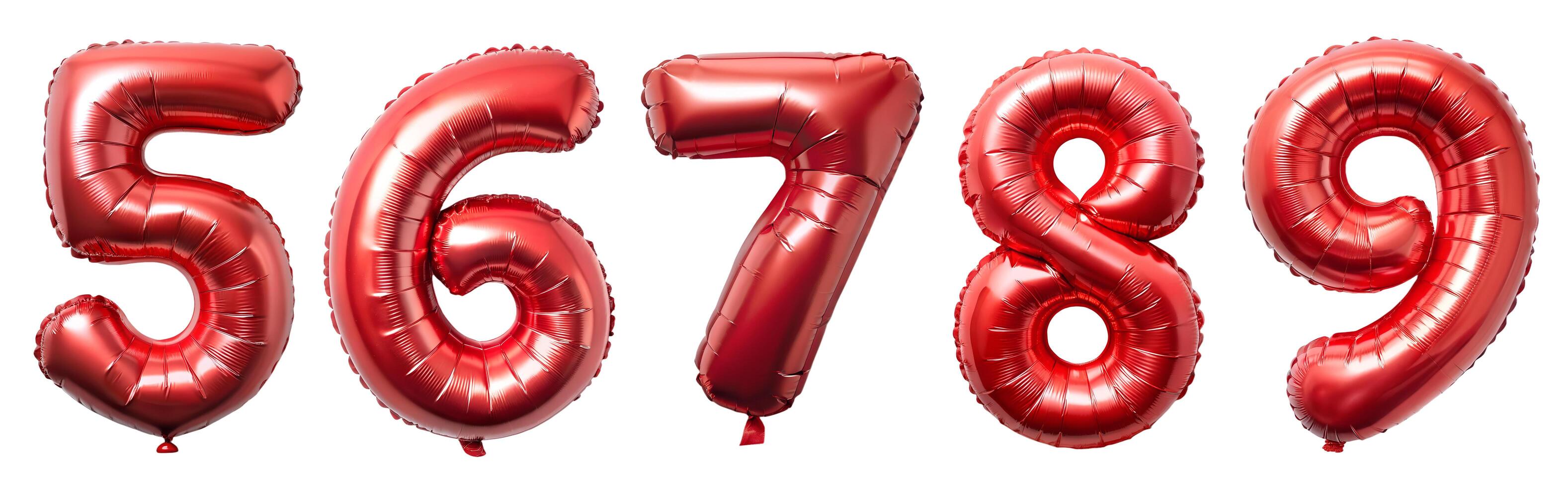 Balloons with red numbers on a white background. photo