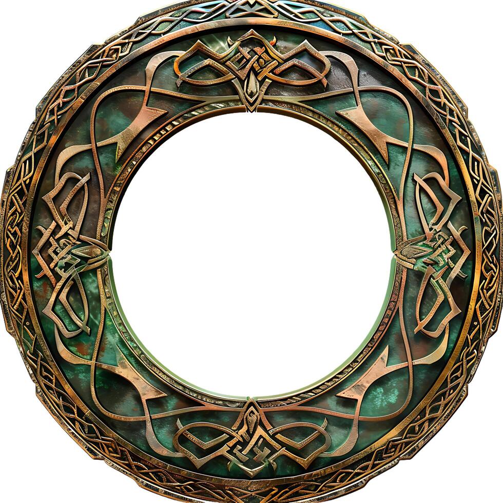 Free empty gold ornate picture frame with white background. Generated AI photo