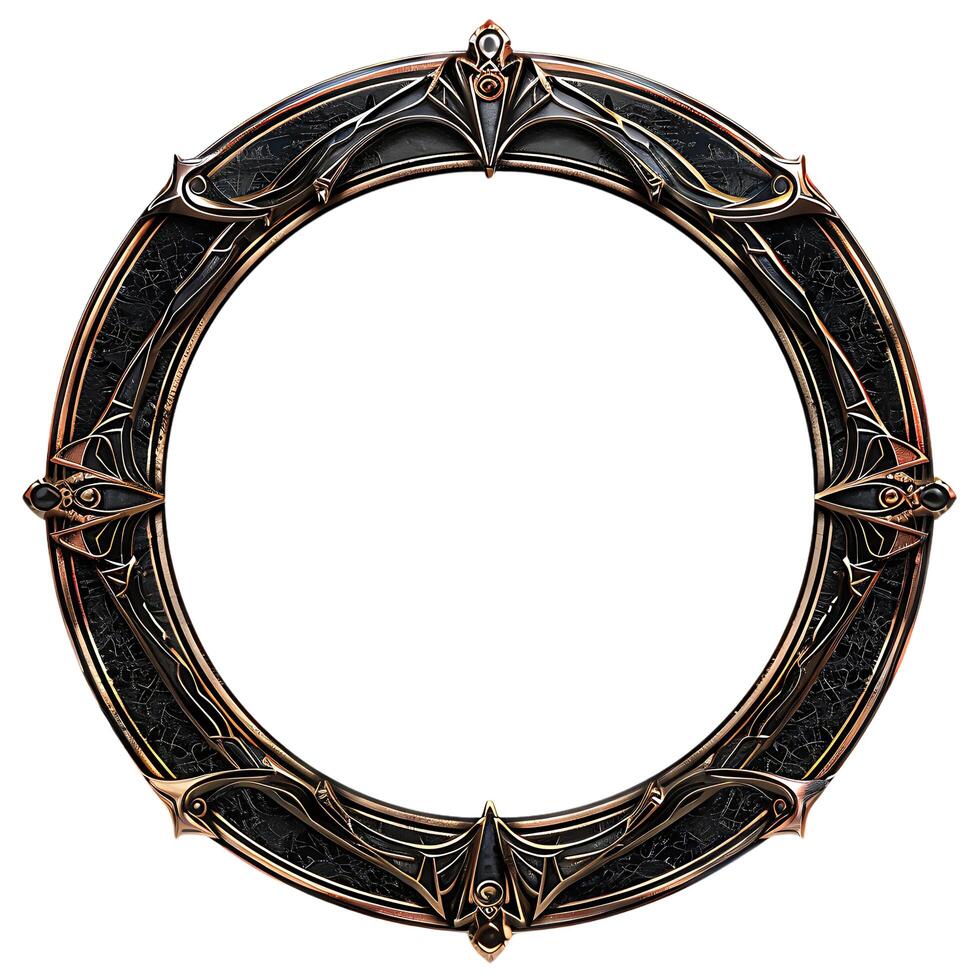 a free round picture frame with ornate design. Generated AI photo