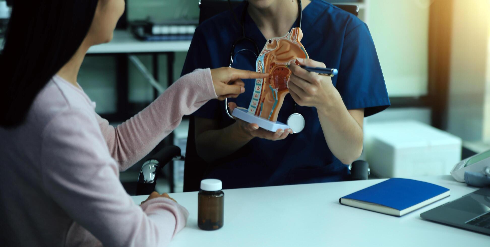 Medicaltest vaccine research and development concept. Scientist team in laboratory study and Diagnosis of diseases for Model Internal organ sample of antibody. photo