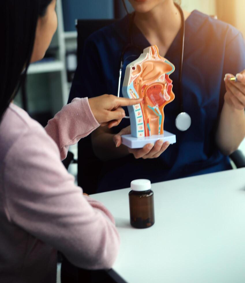 Medicaltest vaccine research and development concept. Scientist team in laboratory study and Diagnosis of diseases for Model Internal organ sample of antibody. photo