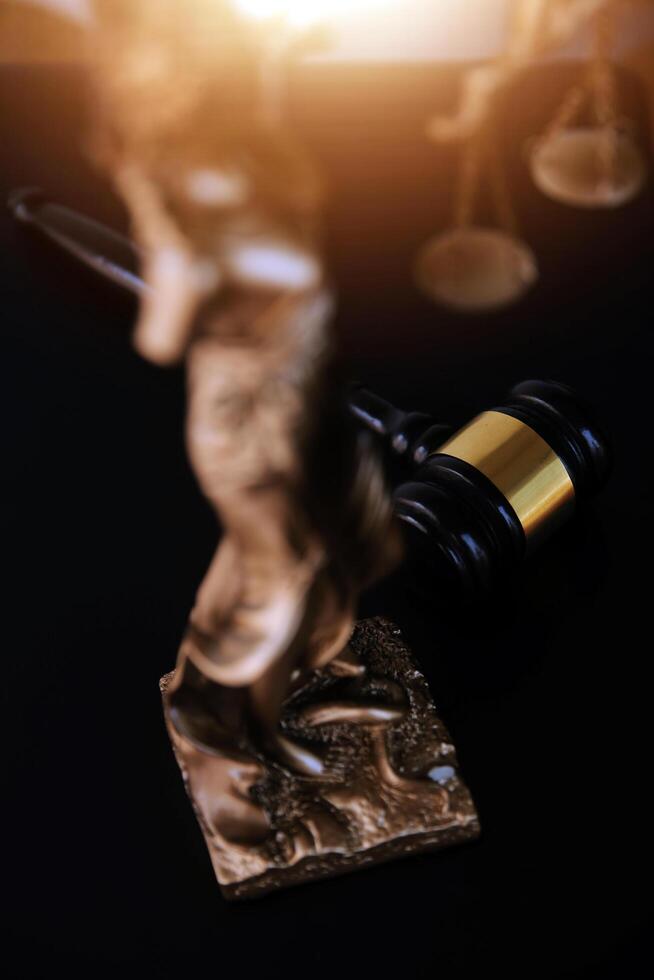 Lawyer, legal advisor, businessman brainstorming information on agreement details Business contracts in legal processing books for accuracy in contract documents. joint financial investment. photo