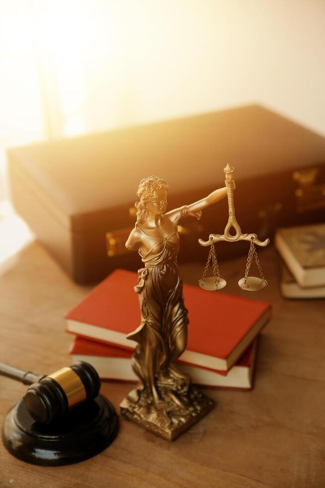 Lawyer, legal advisor, businessman brainstorming information on agreement details Business contracts in legal processing books for accuracy in contract documents. joint financial investment. photo