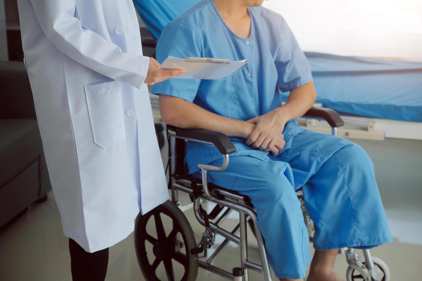 Female doctors who treat patients make an appointment to listen to the results after a physical examination and explain medical information and diagnose the disease. Medical concepts and good healt. photo