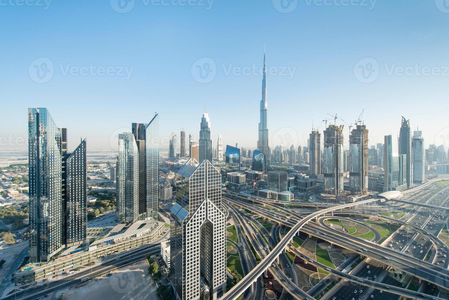 Skyscrapers, tall buildings, beautiful streets and beautiful towers high in the sky in Dubai in the United Arab Emirates photo