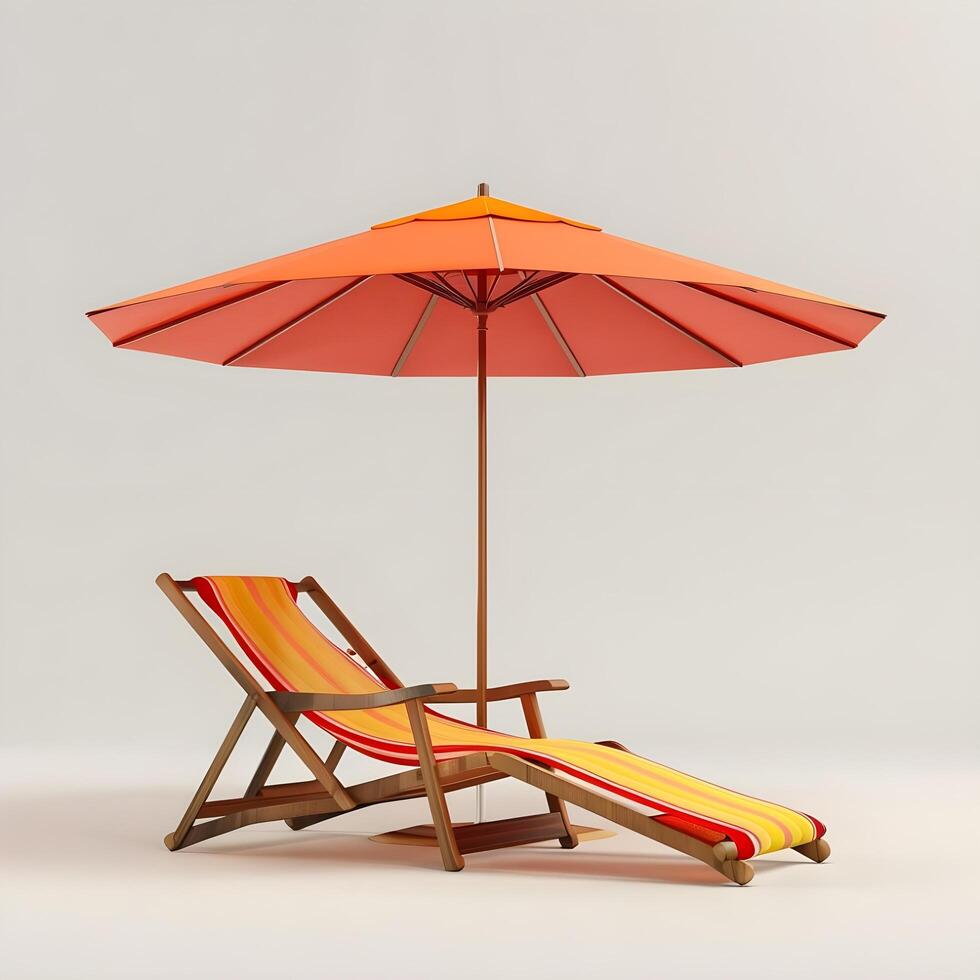 Lounge chair and sun umbrella photo