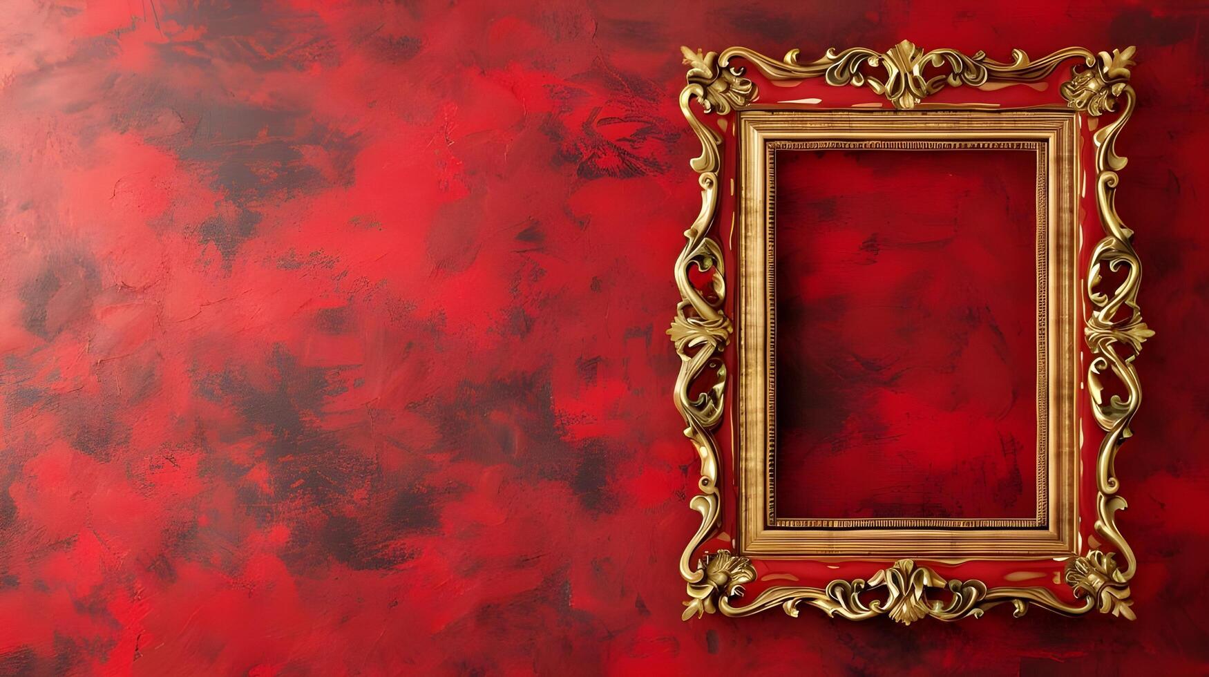 Red silk covered wooden photo frame isolated