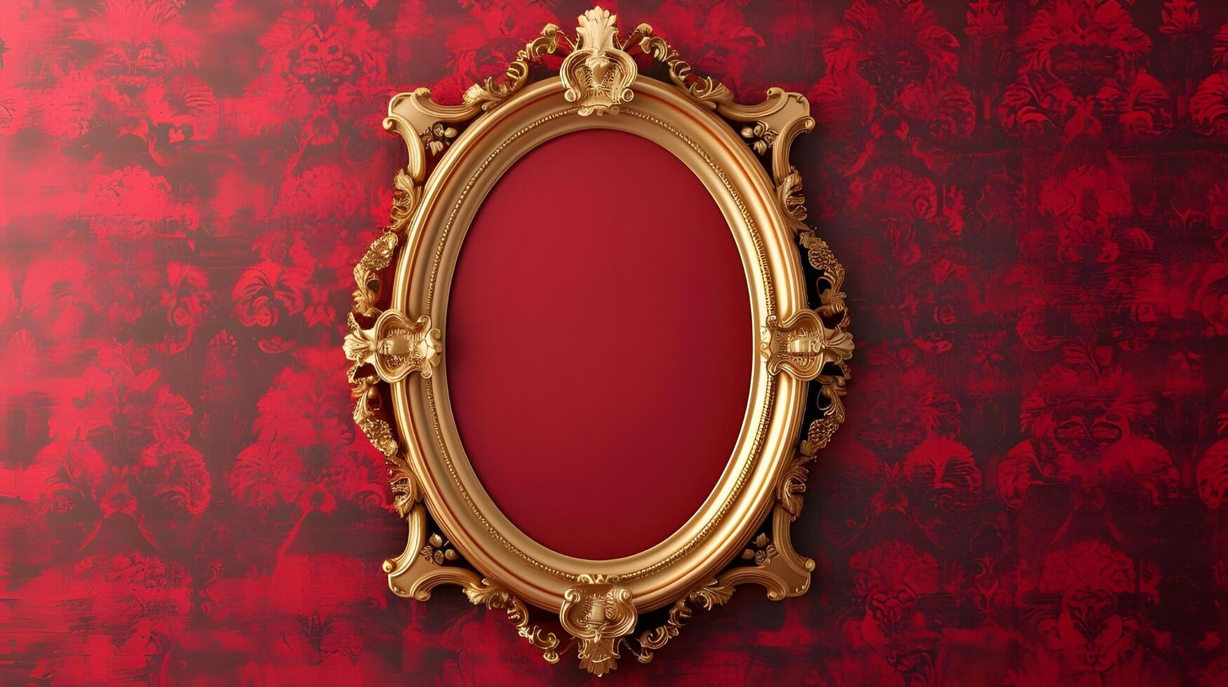 Red silk covered wooden photo frame isolated