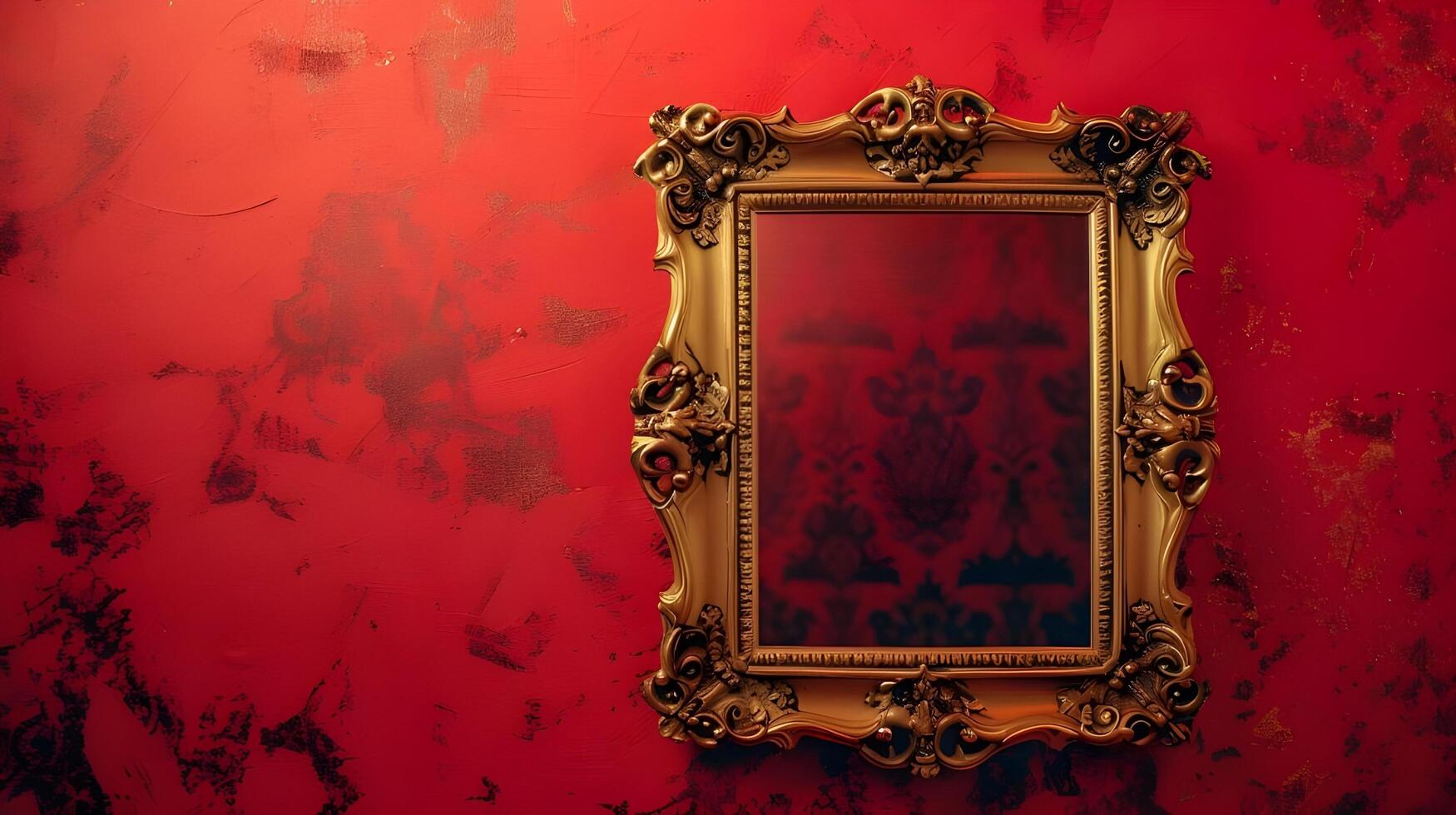 Red silk covered wooden photo frame isolated