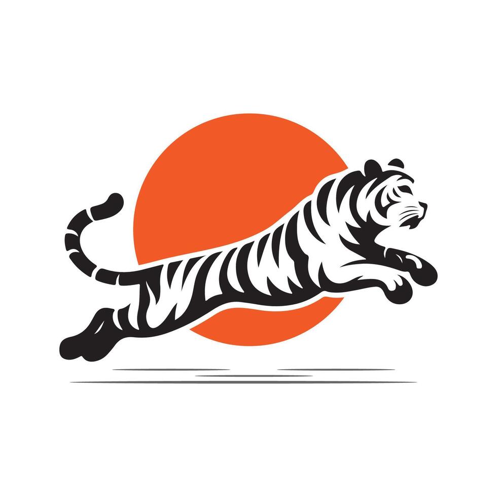 tiger jumping illustration for t shirt design vector