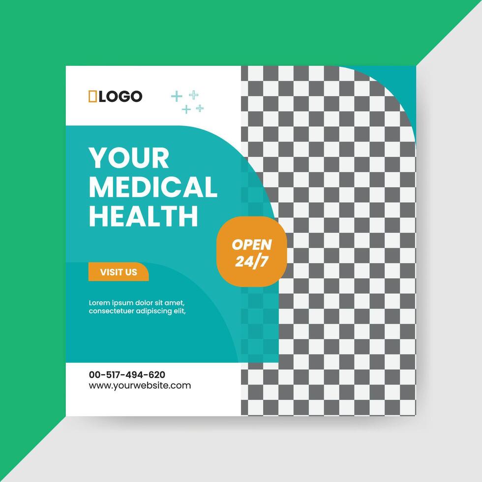 Medical and healthcare square banner template design vector