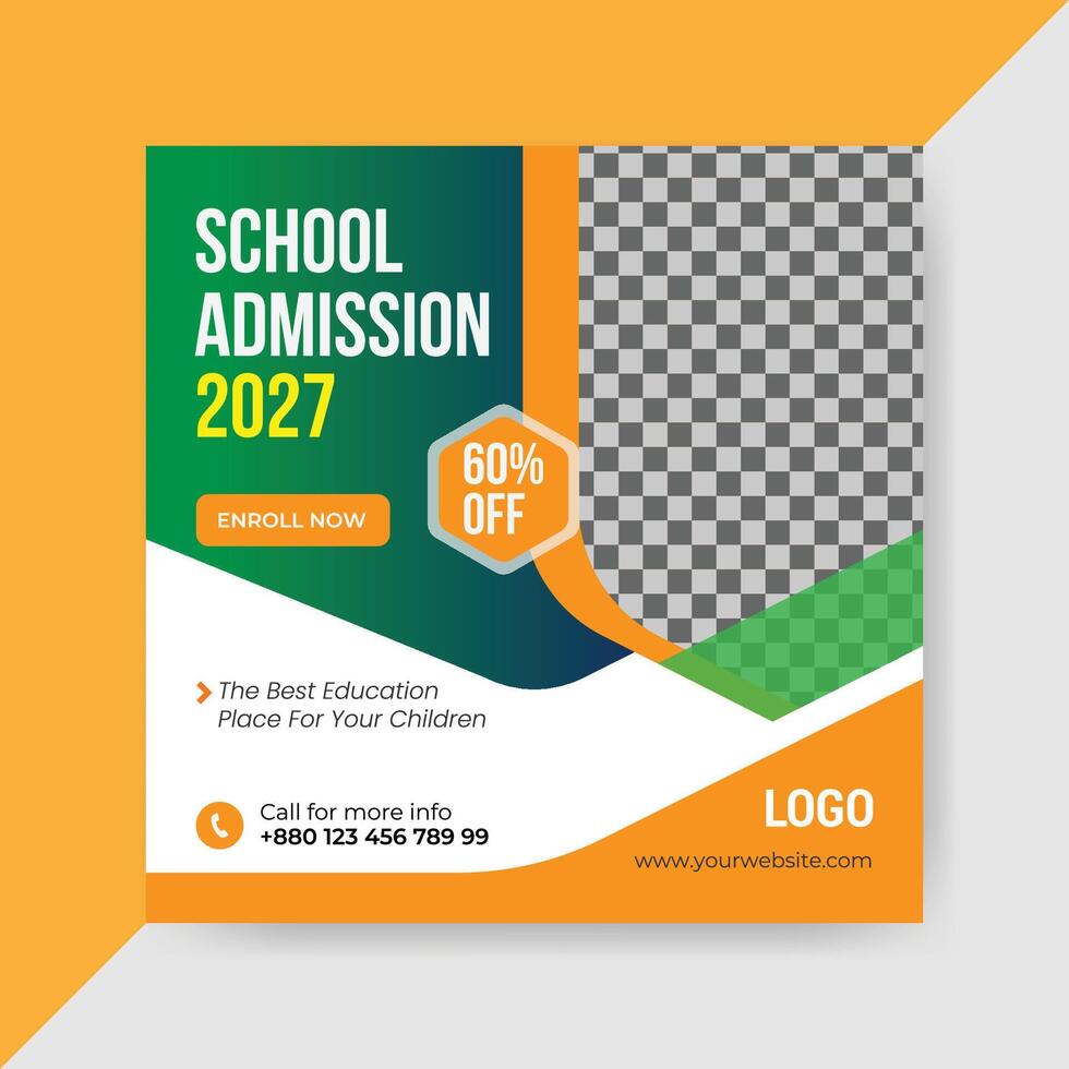 School admission social media post template vector
