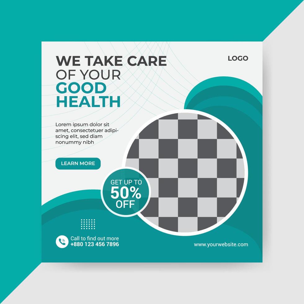 Medical and healthcare square banner template design vector