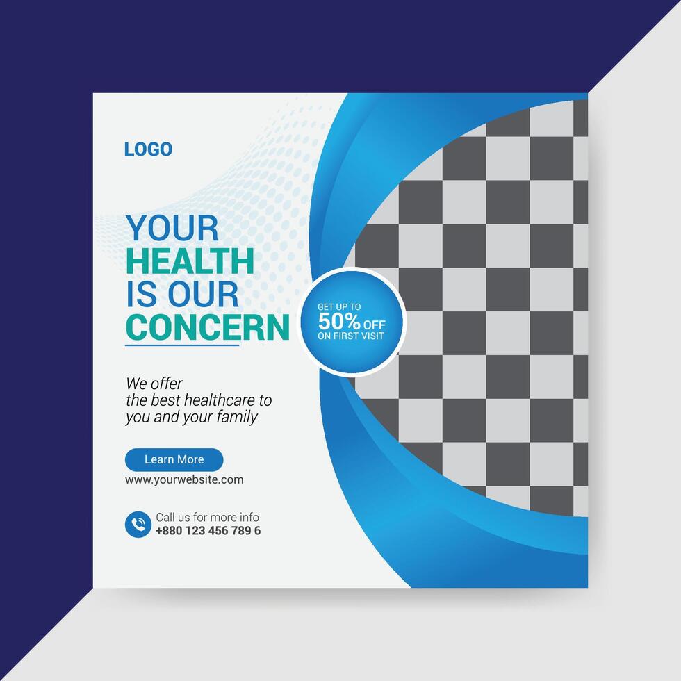 Medical and healthcare square banner template design vector