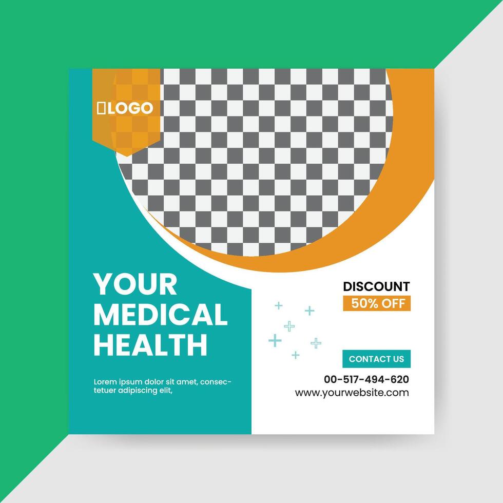 Medical and healthcare square banner template design vector