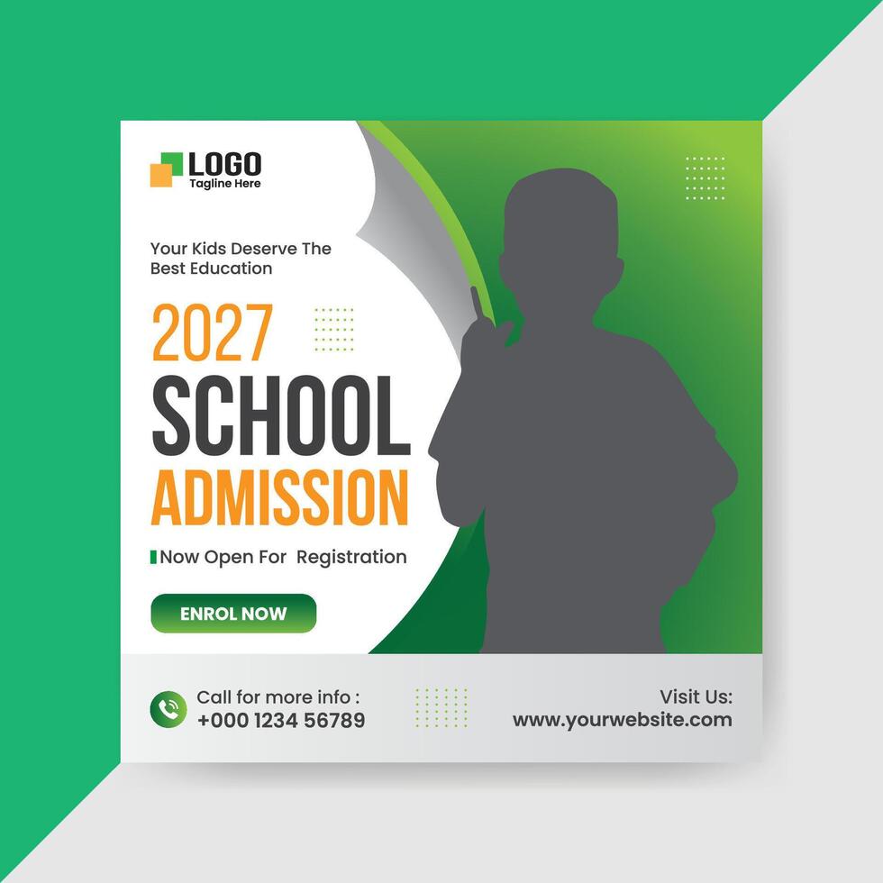 School admission social media post template vector