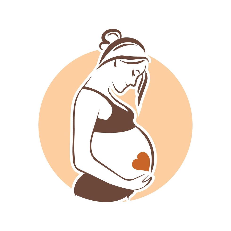 Pregnant woman logo design , Pregnancy logo Design , woman pregnant Idea logo design inspiration Pregnancy healthcare minimal logo design template, maternity logo. vector