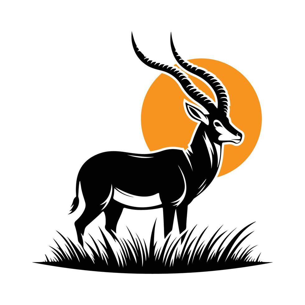 Antelope Black Silhouette Image, t shirt design vector