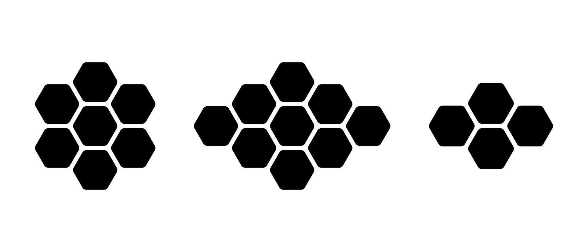 Honeycomb bee icon set in rounded corners. Hexagonal beehive concept vector