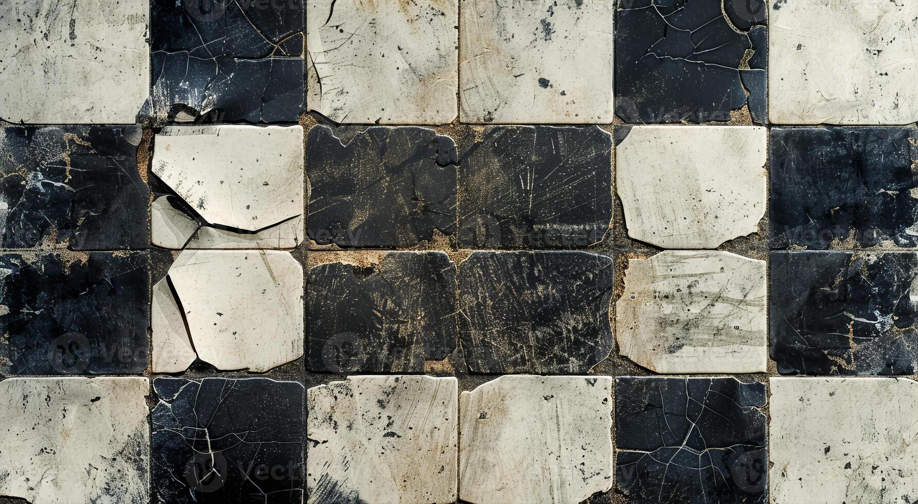The image is of a black and white checkered wall with a lot of dirt and grime photo