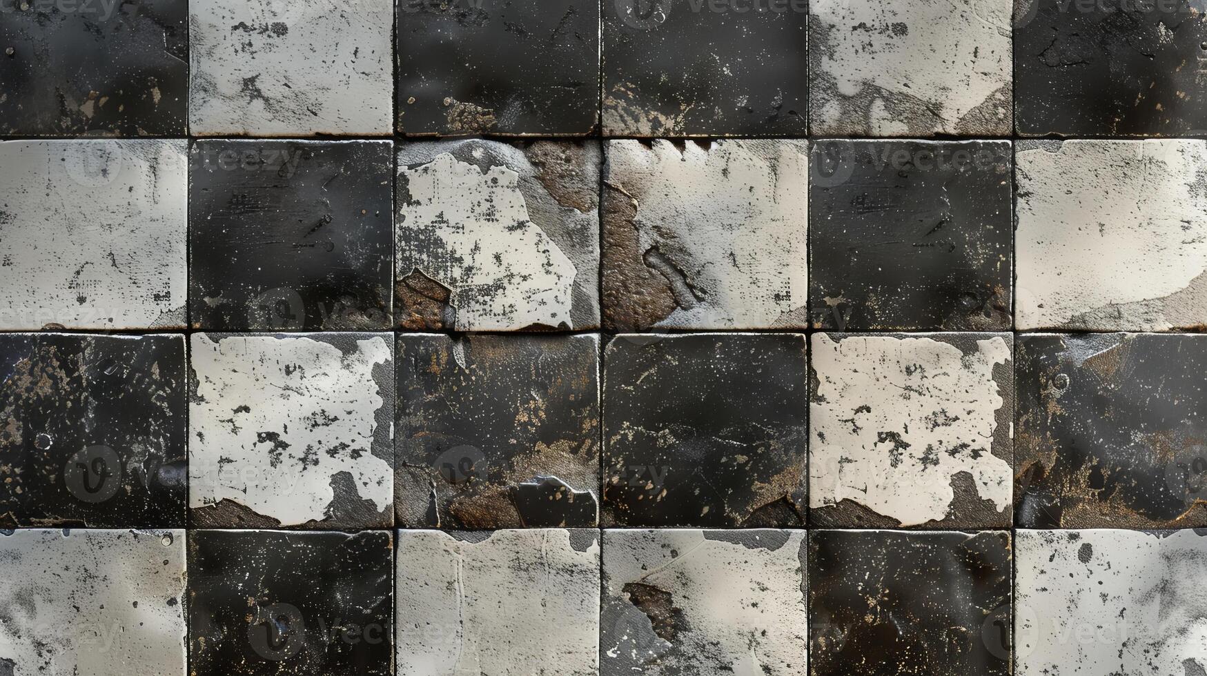 The image is of a black and white checkered wall with a lot of dirt and grime photo