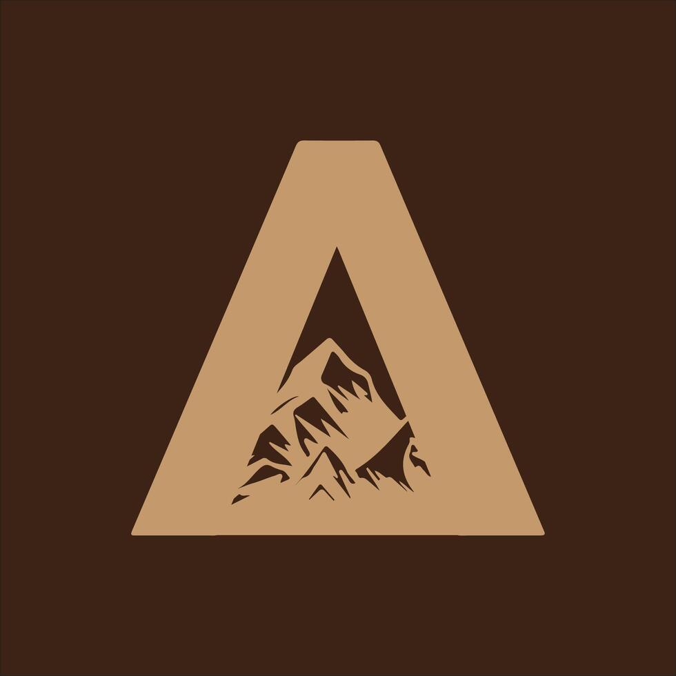 Alphabet letter A with mountains logo icon design template elements. Logotype concept icon. vector