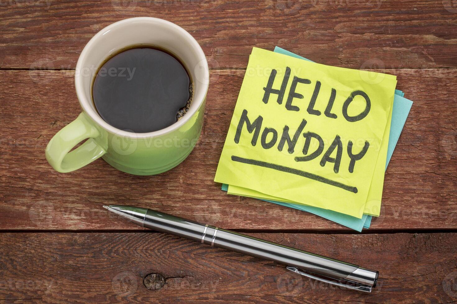 Hello Monday on sticky note photo