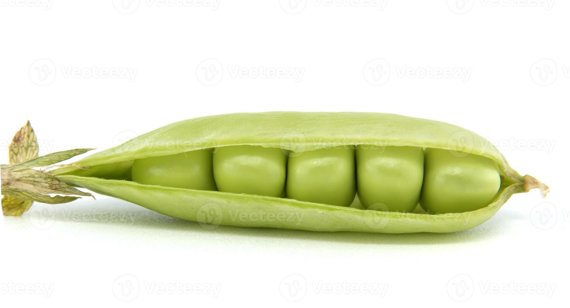 Fresh green peas in a pod on a white background photo