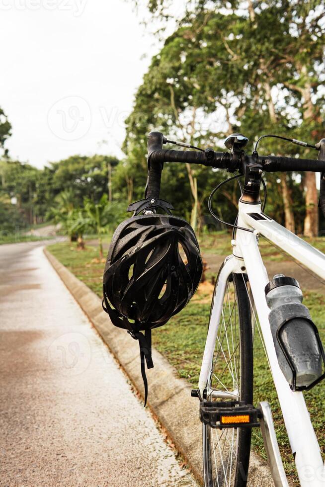 Close up of helmet bike. photo