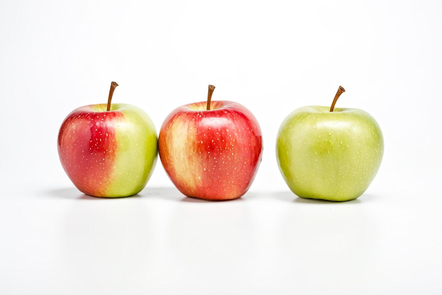 Three Apples, One Green, Two Red photo