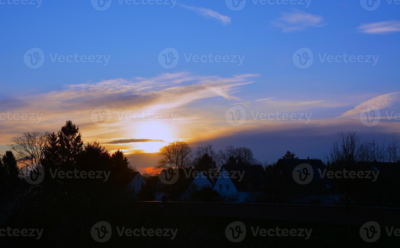 beautiful sunrise in a cold morning photo
