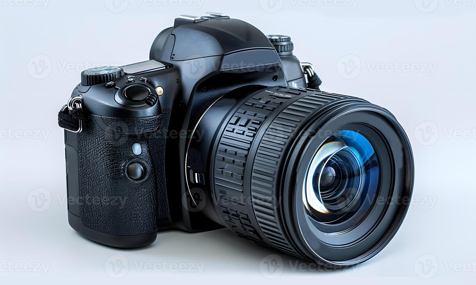 View of a Digital Black Camera on White Background photo