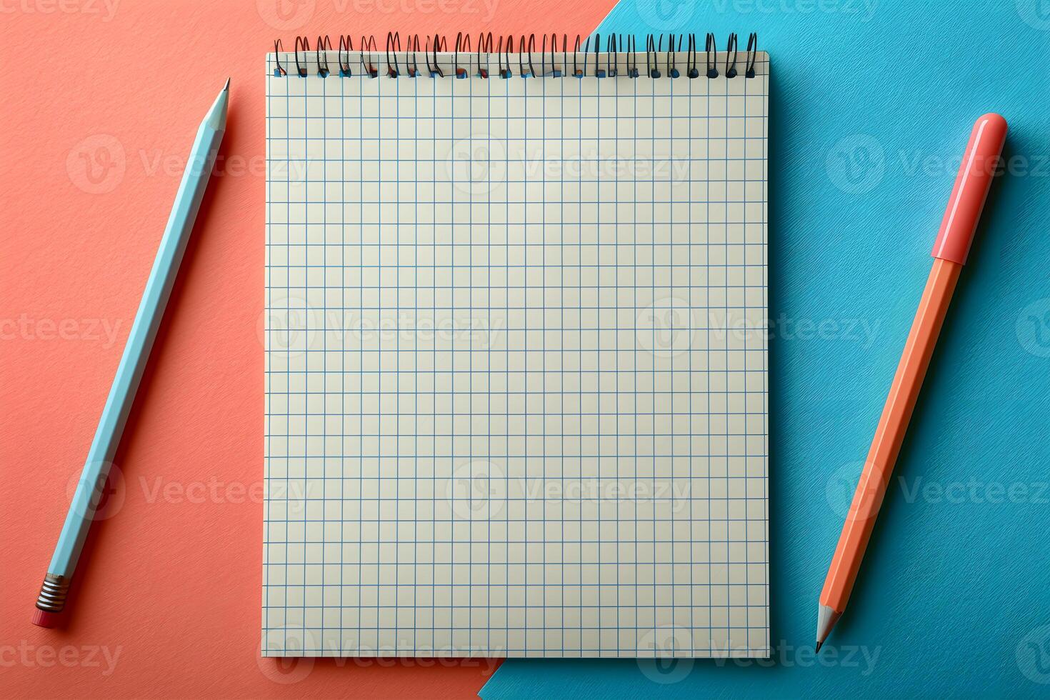 View of Colorful blank paper notepad for exam in a school photo