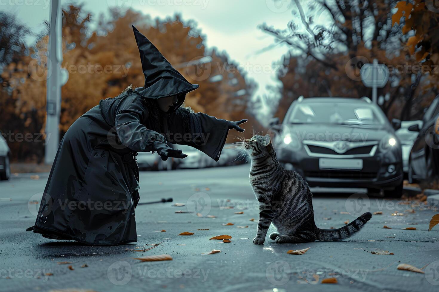 View of witches on Halloween day photo