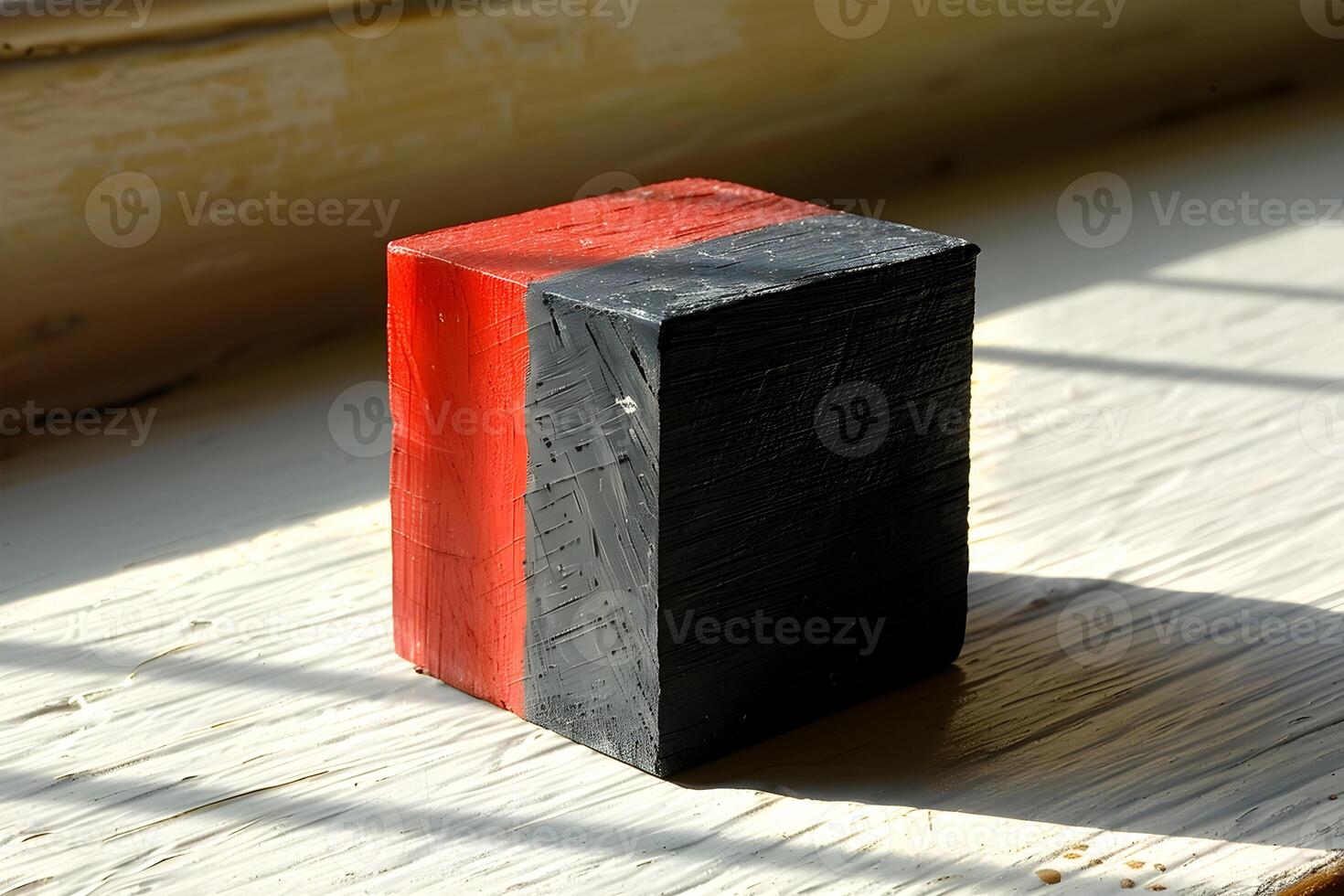 Beautiful view of colorful boxes on a table in the sun photo