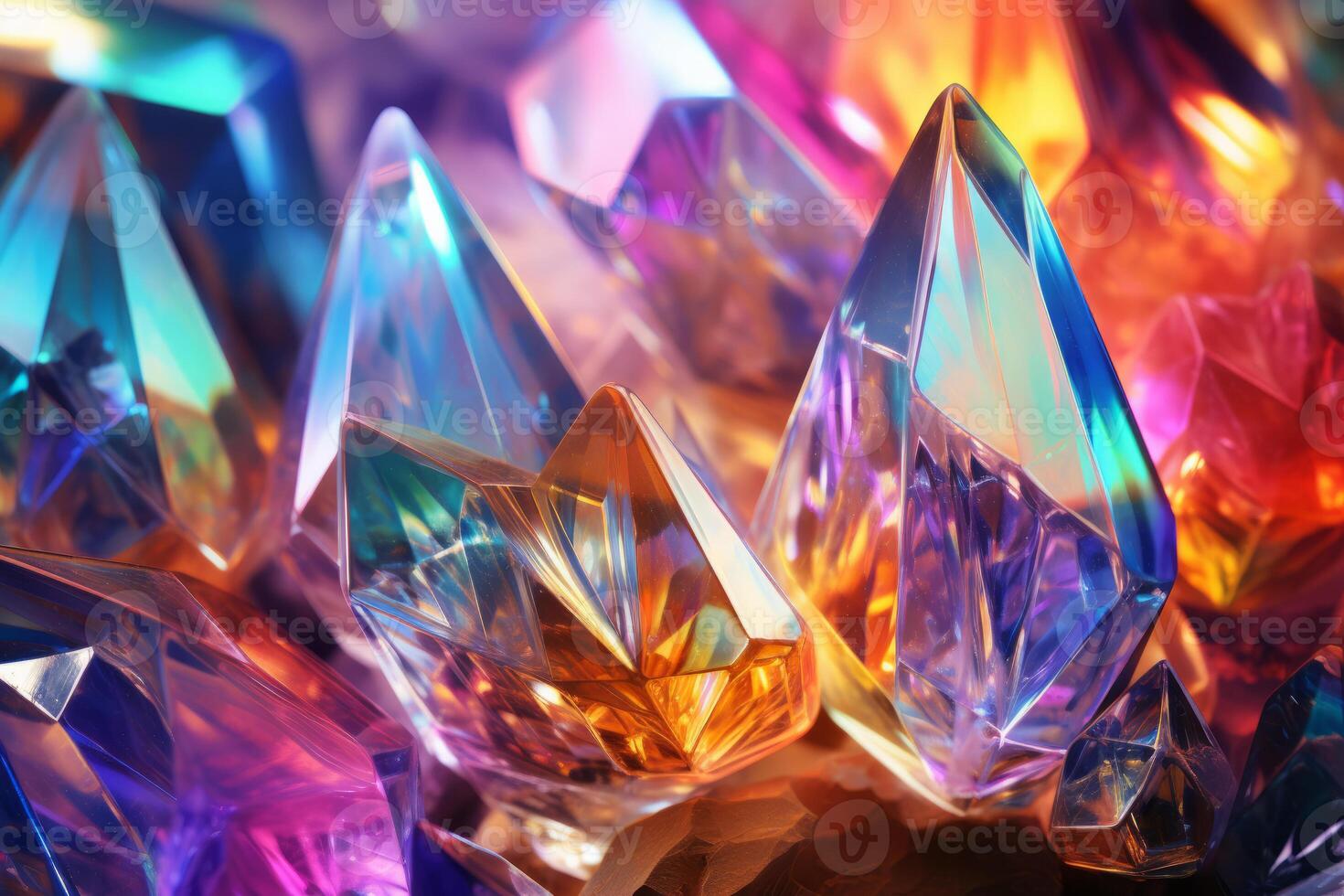 Abstract background of transparent crystals with refraction of light photo