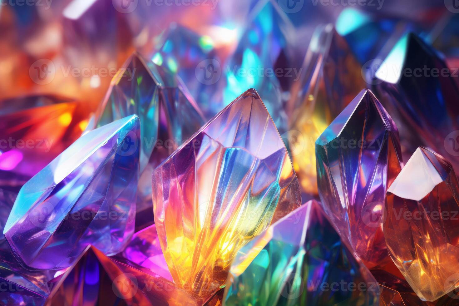 Abstract background of multicolored crystals with refraction of light photo
