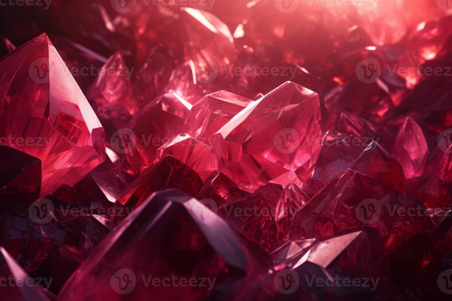 Abstract background of red crystals with refraction of light photo